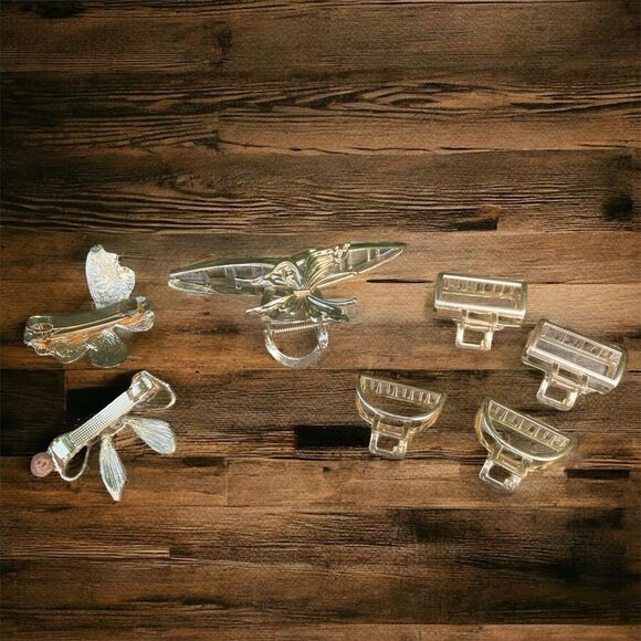 Lot of 7 Gold Hair Accessories Sparkly Bow & Butterfly Clips/Barrettes/Claws New - Picture 2 of 6